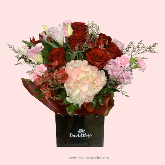 David Rose Pink & Red Flowers Box