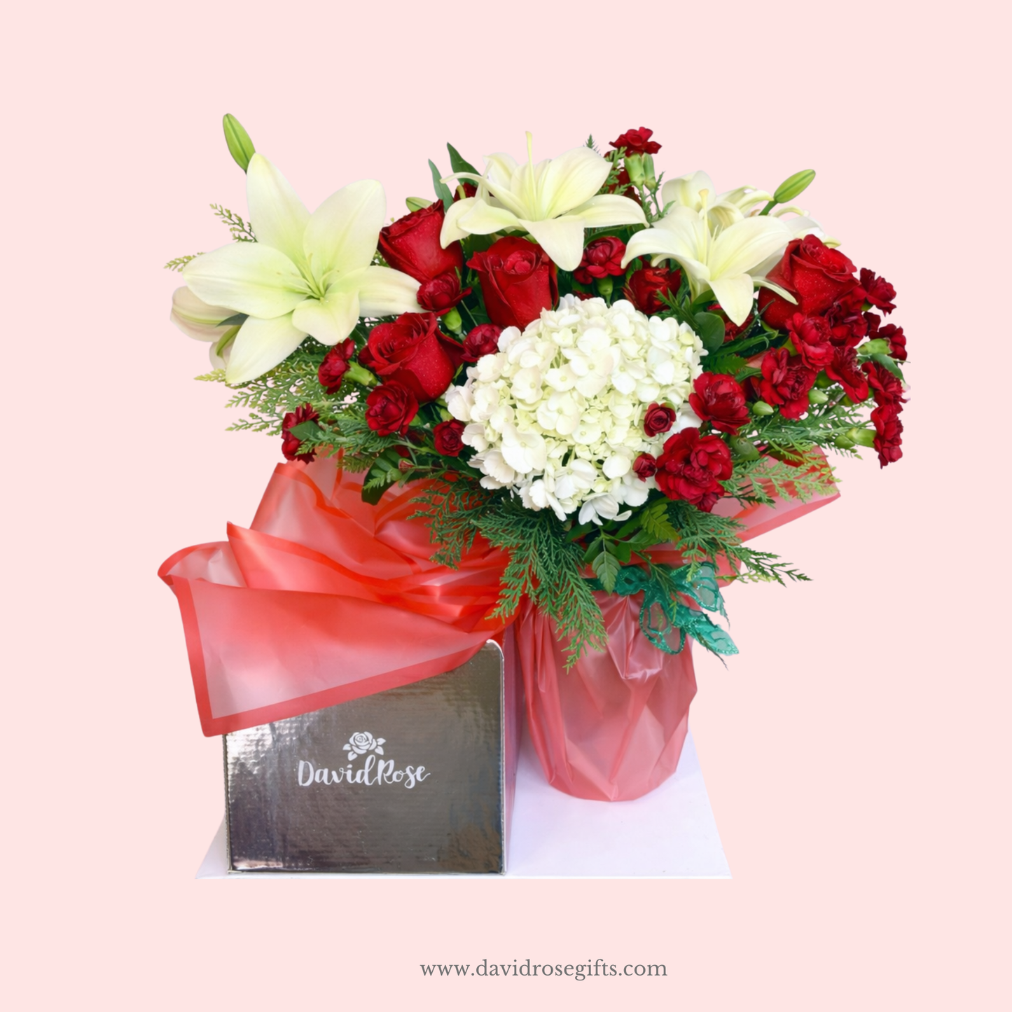 David Rose White & Red Flowers Box