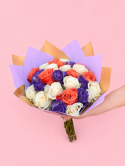 Ramo Buchon Graduation-White, Lavender & Orange
