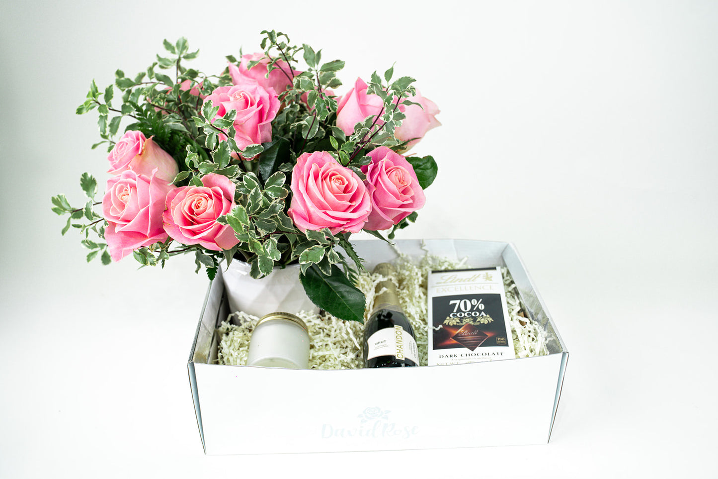 David Rose Signature Dozen Gift Set- Light Pink Roses