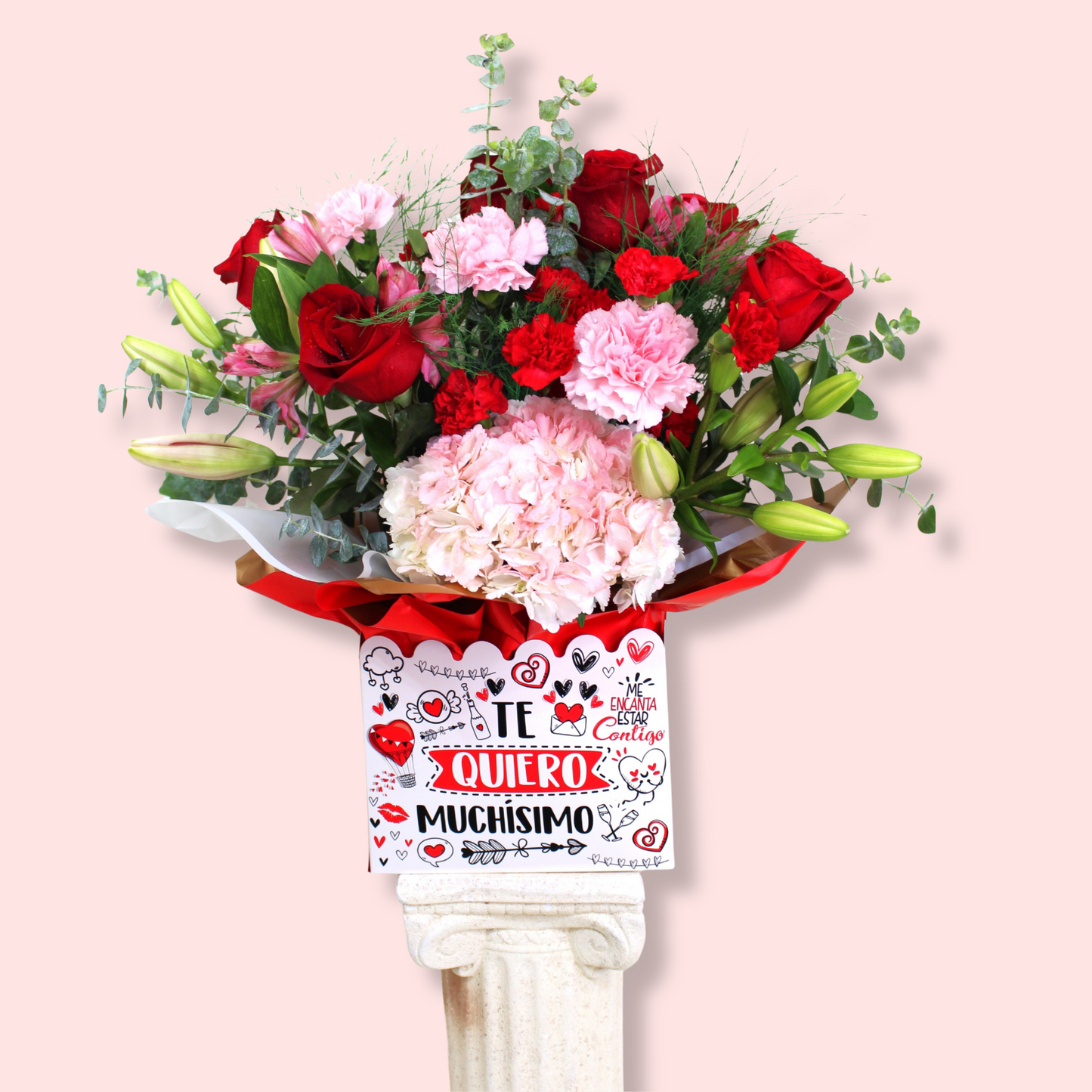 Te Quiero Muchisimo - Pink and Red Flowers