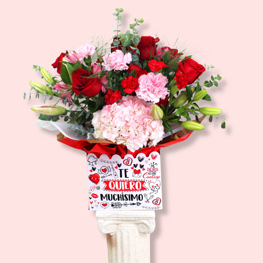 Te Quiero Muchisimo - Pink and Red Flowers