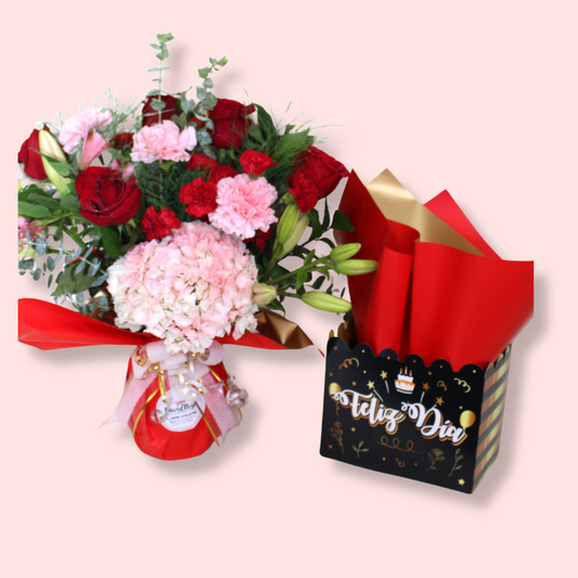 Feliz Dia( Black Box) - Pink and Red Flowers
