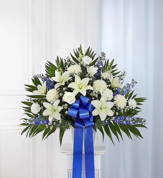 Heartfelt Sincerity -  Perfect White & Blue Basket