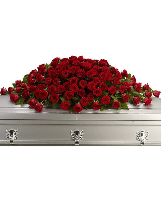 Red Reverence Casket Spray