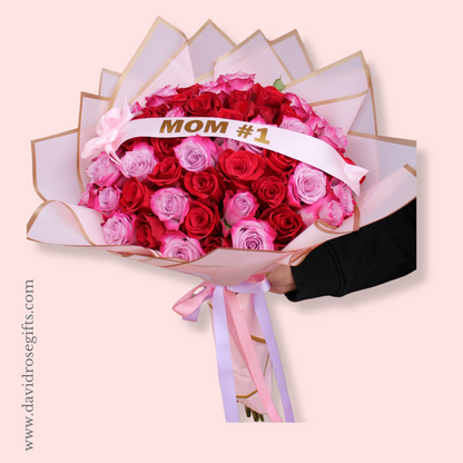 Ramo Buchon Red & Lavender Roses