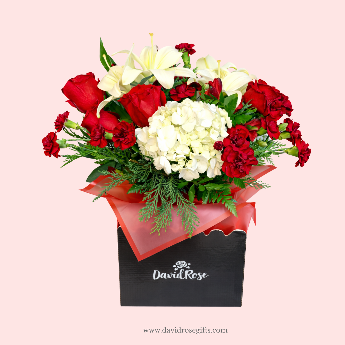 David Rose White & Red Flowers Box