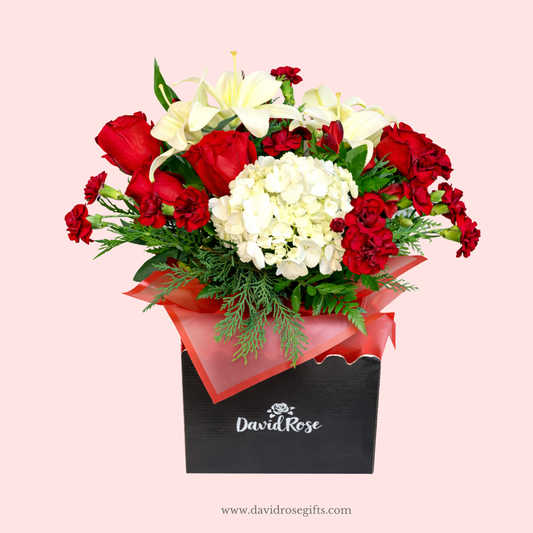 David Rose White & Red Flowers Box