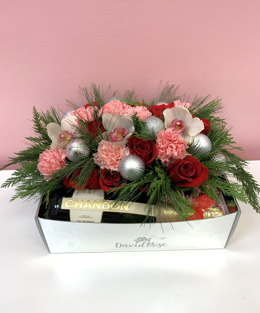 David Rose Signature Roses Box - Pink & Red Christmas