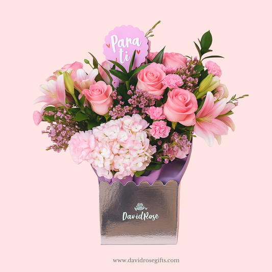 David Rose Pink Flowers Box