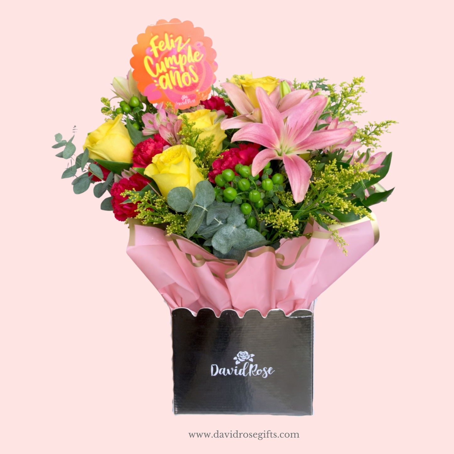 David Rose Hot Pink & Yellow Flowers Box