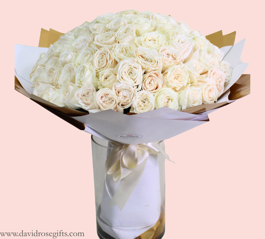 White Dream Roses Bouquet